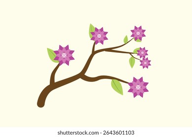 Floral with Branch Concept. Colored flat vector illustration isolated