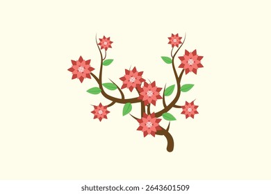 Floral with Branch Concept. Colored flat vector illustration isolated