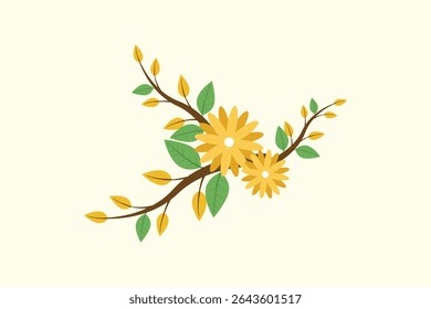 Floral with Branch Concept. Colored flat vector illustration isolated