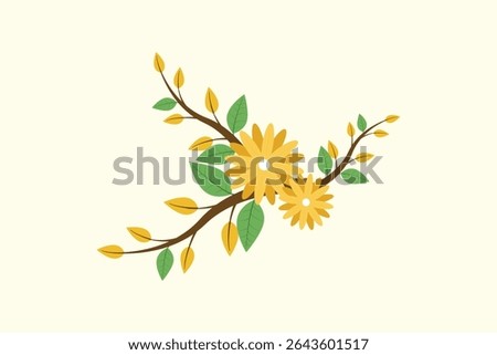 Floral with Branch Concept. Colored flat vector illustration isolated