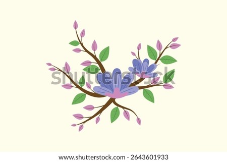 Floral with Branch Concept. Colored flat vector illustration isolated