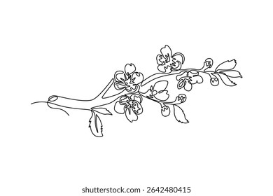 Floral with branch concept. Single line draw design. Vector graphic illustration