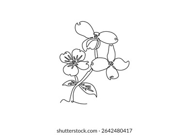 Floral with branch concept. Single line draw design. Vector graphic illustration