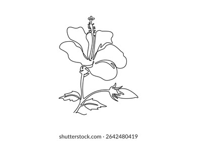 Floral com conceito de ramo. Design de desenho de linha única. Ilustração gráfica vetorial