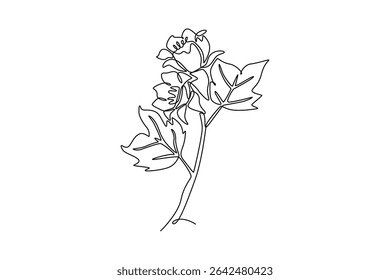 Floral with branch concept. Single line draw design. Vector graphic illustration