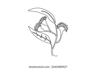 Floral with branch concept. Single line draw design. Vector graphic illustration