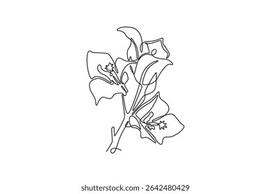 Floral with branch concept. Single line draw design. Vector graphic illustration