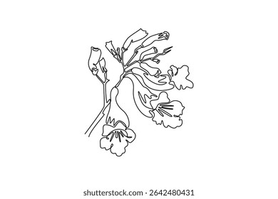 Floral with branch concept. Single line draw design. Vector graphic illustration