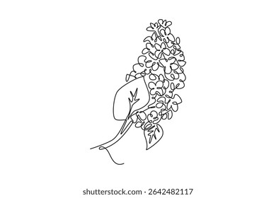 Floral with branch concept. Single line draw design. Vector graphic illustration