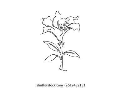 Floral with branch concept. Single line draw design. Vector graphic illustration