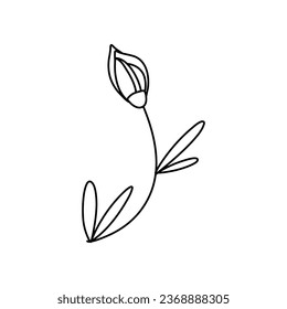 Floral branch design. Flower border frame element. Vector illustration.