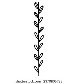 Floral branch design. Flower border frame element. Vector illustration.