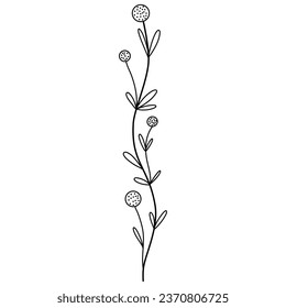 Diseño de bifurcación floral. Elemento de marco de borde de flor. Ilustración vectorial.