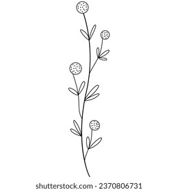 Floral branch design. Flower border frame element. Vector illustration.