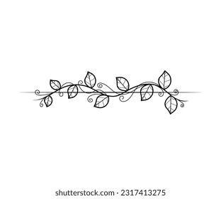 Divisor de rama floral, borde, marco. Dibujado a mano. Ilustración vectorial para tarjetas de invitación a la boda, portada.