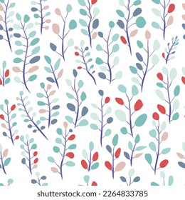 floral branch drawing seamless pattern 