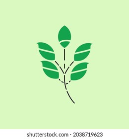 Floral branch. Leaves pattern. Leaf vector icon logo. Graphic modern pattern.