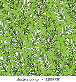 floral branches elements background, set of floral branches, green background with a flowers, set of flower silhouette, outline of the flowers