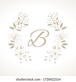 ramas florales y letras b, vectorial