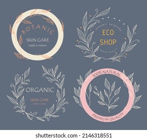 Floral brands and logo design vector collection. Organic themed frames.