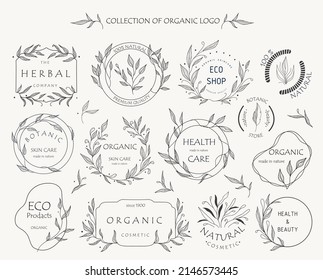 Floral brands and logo design vector collection. Organic themed frames.