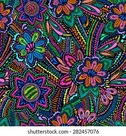 floral bright embroidery like print ~ seamless background