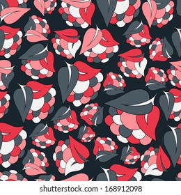 Floral bright new  abstract objects seamless patterns with foliage. Pattern can be used for wallpaper pattern fills surface textures. Vector backgrounds with flowers.