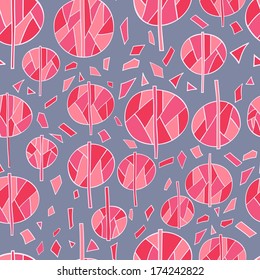 Floral bright new  abstract objects seamless vector patterns with trees and foliage. Pattern can be used for wallpaper pattern fills surface textures. 
