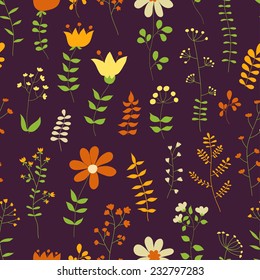 Floral bright seamless pattern. Doodle flowers. Can be used for textile, wallpaper.