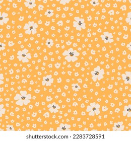 Patrón floral brillante sin fisuras. Flor silvestre, prado de jardín con camomila. Impresión de tejidos decorativos, plantilla estacional de florecimiento de vectores