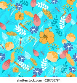 floral bright seamless pattern. Vector illustration in eps8 format.