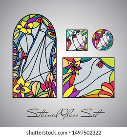 Floral bright stained glass decorative pattern colored mosaic