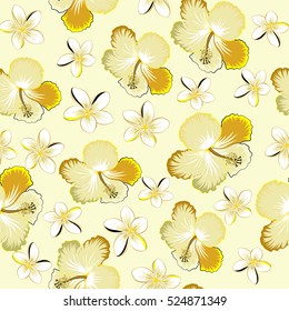 Floral with bright summer flowers in yellow and beige colors. Endless vector texture for romantic design, decoration, greeting cards, posters, invitations, advertisement, for textile print and fabric.