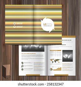 Floral brochure template design with strips of natural color. Cover layout