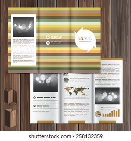 Floral brochure template design with strips of natural color. Cover layout