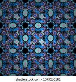 Floral brown, beige and blue pattern. Seamless cute mille-fleurs texture for fabric, wrapping, printing, textile.