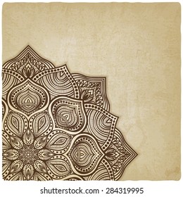 floral brown round ornament - vector illustration. eps 10