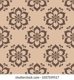Floral brown seamless pattern. Background with fower elements for wallpapers.