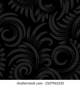 Floral brush line vector seamless pattern