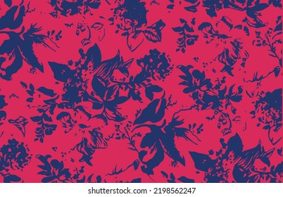 Floral brush repeat strokes seamless pattern background for fashion prints, wrappers, wallpapers, graphics, backgrounds and crafts decorative climbing flowers. tropical plants Sketchy print flowers 