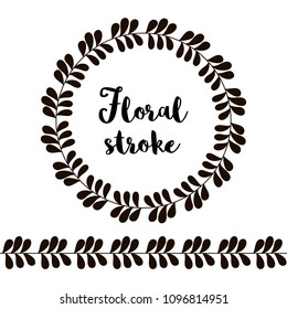 Floral brush stroke. Floral wreath. Vector illustration. Design elements for invitations, greeting cards, quotes, blogs, posters. Space for text