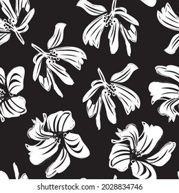 Floral brush strokes seamless pattern background for fashion prints, graphics, backgrounds and crafts