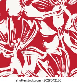 Rodamientos de pincel floral fondo de patrón sin fisuras para impresiones de moda, gráficos, fondos y artesanías