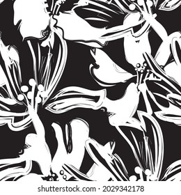 Florale Pinselstriche nahtlose Muster-Hintergrund für Modedrucke, Grafiken, Hintergründe und Kunsthandwerk