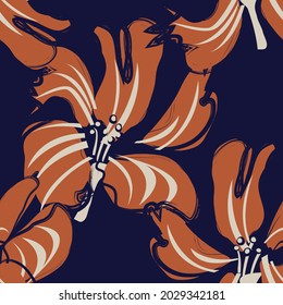 Floral brush strokes seamless pattern background for fashion prints, graphics, backgrounds and crafts
