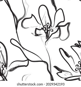Rodamientos de pincel floral fondo de patrón sin fisuras para impresiones de moda, gráficos, fondos y artesanías