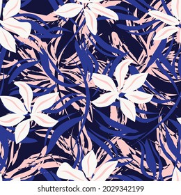 Floral brush strokes seamless pattern background for fashion prints, graphics, backgrounds and crafts