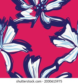 Rodamientos de pincel floral fondo de patrón sin fisuras para impresiones de moda, gráficos, fondos y artesanías