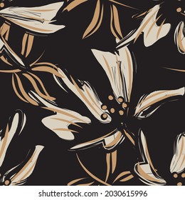 Floral brush strokes seamless pattern background for fashion prints, graphics, backgrounds and crafts