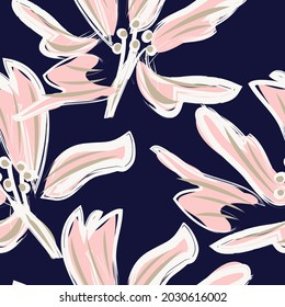 Rodamientos de pincel floral fondo de patrón sin fisuras para impresiones de moda, gráficos, fondos y artesanías